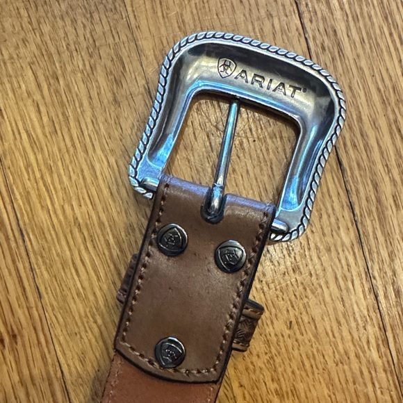 Ariat Brown Leather Belt with Silver Buckle and Colorful - Picture 8 of 12